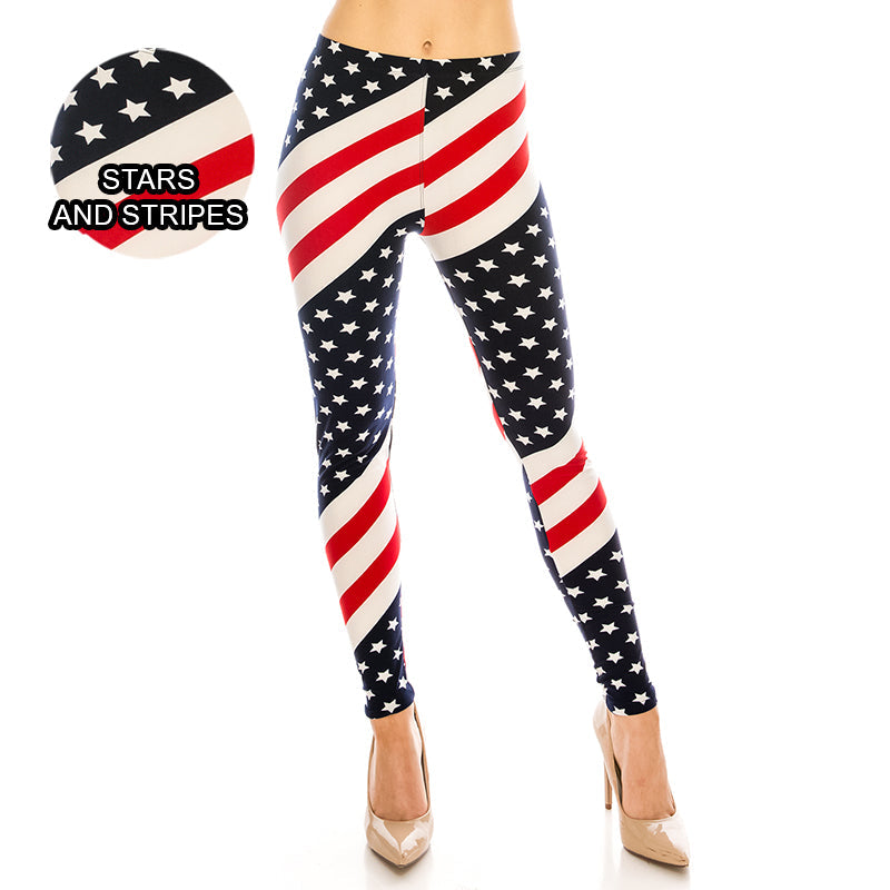 USA Patterned Ultra Soft Leggings (Regular/Plus Size)