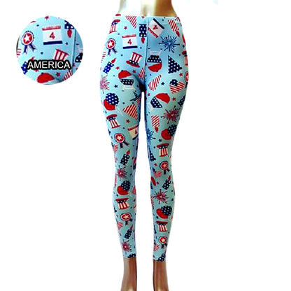 USA Patterned Ultra Soft Leggings (Regular/Plus Size)