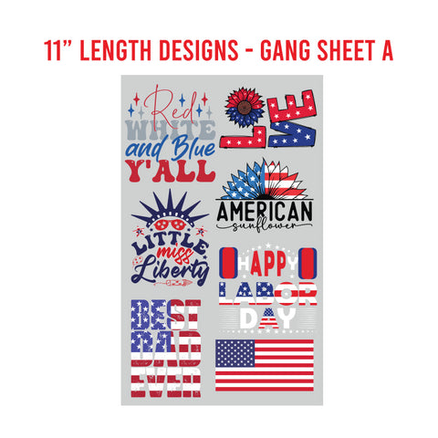 American Patriotic Premade DTF 1 Yard Gang Sheet