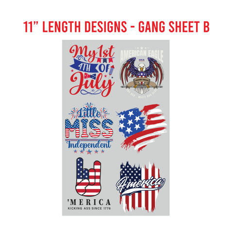 American Patriotic Premade DTF 1 Yard Gang Sheet