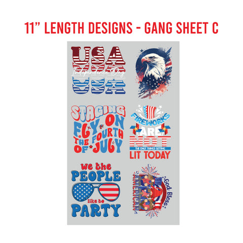 American Patriotic Premade DTF 1 Yard Gang Sheet