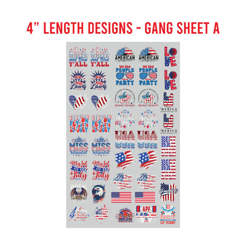 American Patriotic Premade DTF 1 Yard Gang Sheet