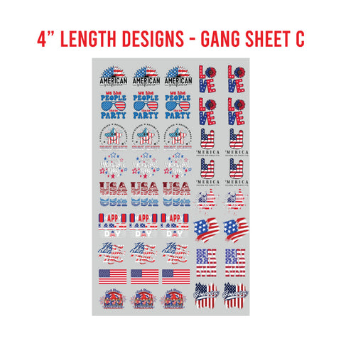 American Patriotic Premade DTF 1 Yard Gang Sheet
