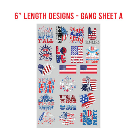 American Patriotic Premade DTF 1 Yard Gang Sheet