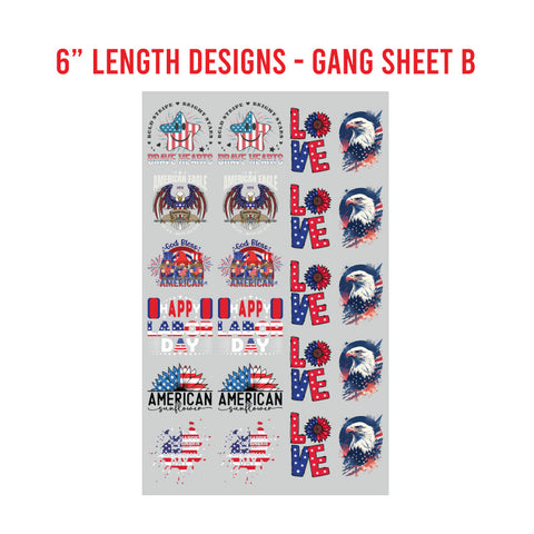 American Patriotic Premade DTF 1 Yard Gang Sheet