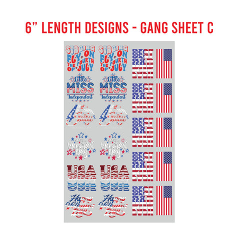 American Patriotic Premade DTF 1 Yard Gang Sheet