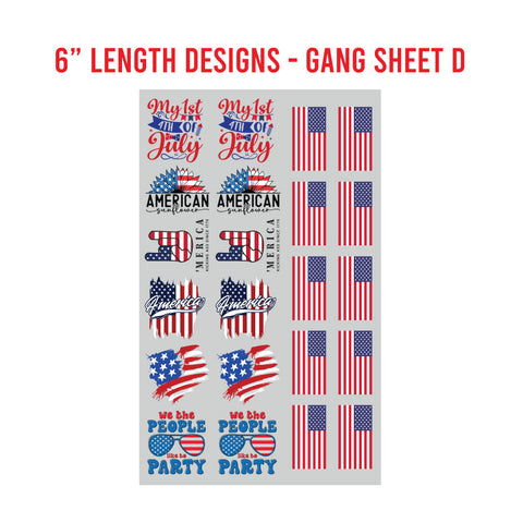 American Patriotic Premade DTF 1 Yard Gang Sheet