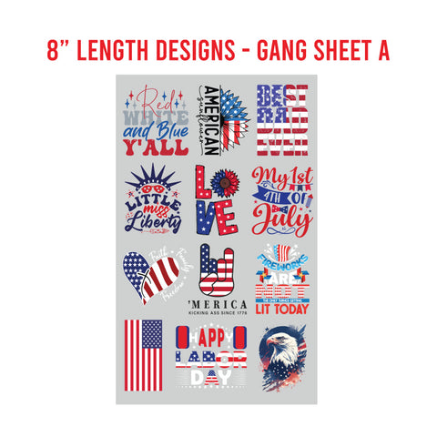American Patriotic Premade DTF 1 Yard Gang Sheet