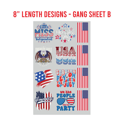 American Patriotic Premade DTF 1 Yard Gang Sheet