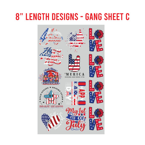 American Patriotic Premade DTF 1 Yard Gang Sheet