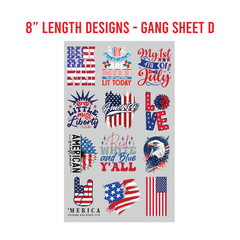 American Patriotic Premade DTF 1 Yard Gang Sheet