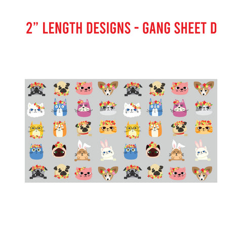 Animal Premade UV DTF 1 Foot Gang Sheet