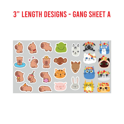 Animal Premade UV DTF 1 Foot Gang Sheet