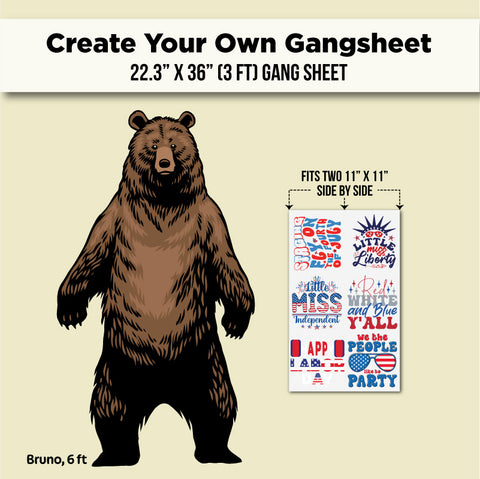 A product listing graphic for a custom 22.3 x 36 gang sheet.