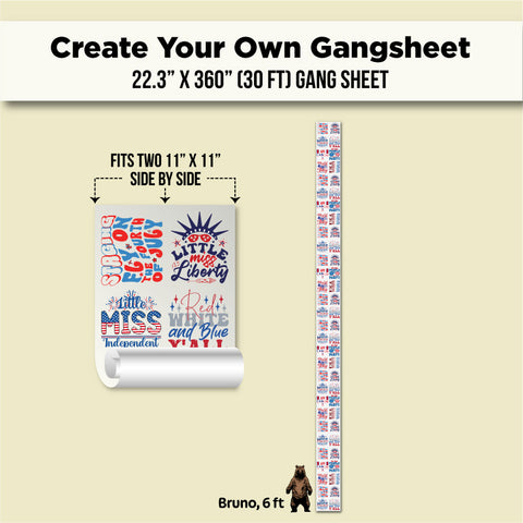 A product listing graphic for a custom 22.3 x 360 gang sheet.
