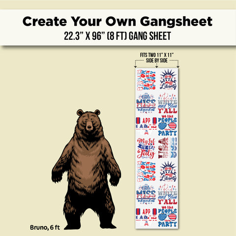 A product listing graphic for a custom 22.3 x 96 gang sheet.