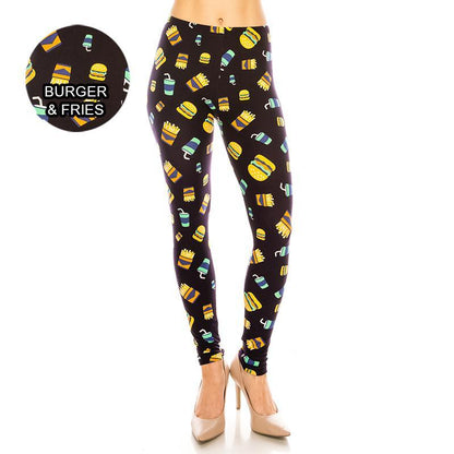 Food & Fruit Patterned Ultra Soft Leggings (Regular/Plus Size)