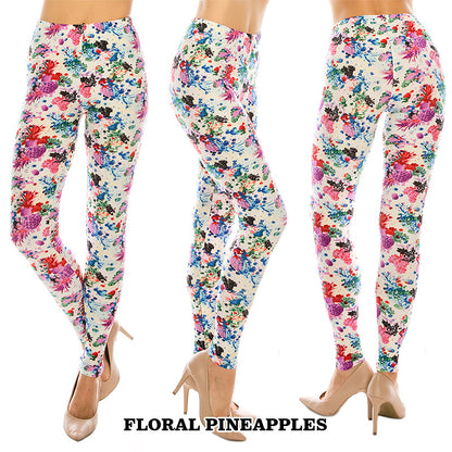 Floral Patterned Ultra Soft Leggings (Regular/Plus Size)