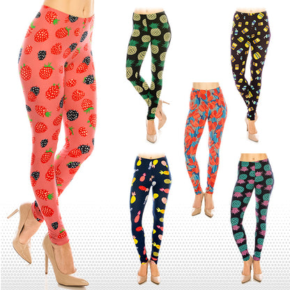 Food & Fruit Patterned Ultra Soft Leggings (Regular/Plus Size)