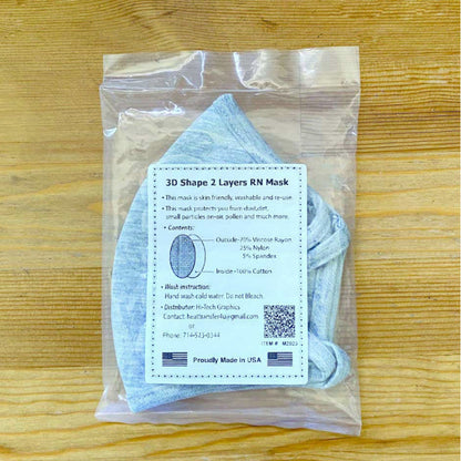 Gray Double Layered 3D Shape Protective Face Mask MADE in USA with tag