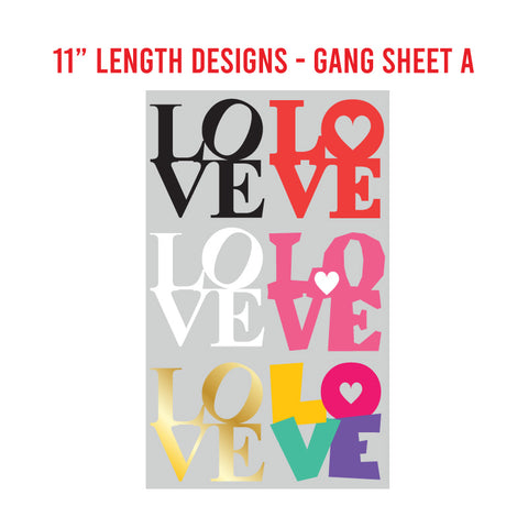 LOVE Premade DTF 1 Yard Gang Sheet