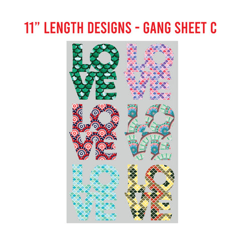 LOVE Premade DTF 1 Yard Gang Sheet