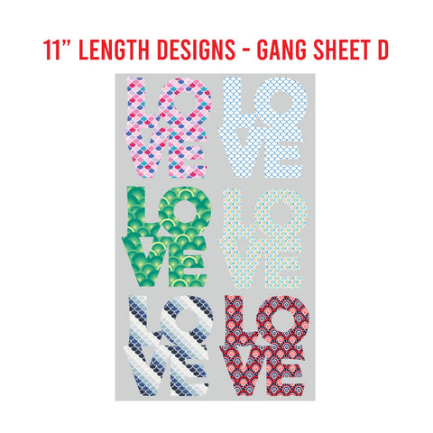 LOVE Premade DTF 1 Yard Gang Sheet