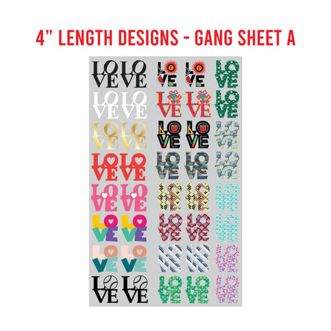 LOVE Premade DTF 1 Yard Gang Sheet