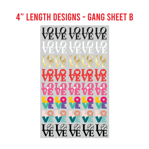 LOVE Premade DTF 1 Yard Gang Sheet