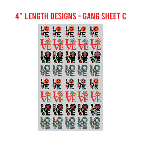 LOVE Premade DTF 1 Yard Gang Sheet
