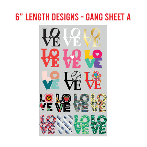 LOVE Premade DTF 1 Yard Gang Sheet