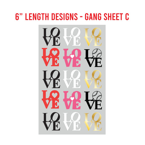 LOVE Premade DTF 1 Yard Gang Sheet