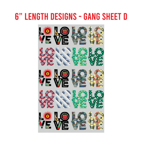 LOVE Premade DTF 1 Yard Gang Sheet