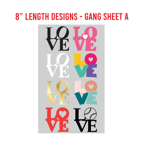 LOVE Premade DTF 1 Yard Gang Sheet
