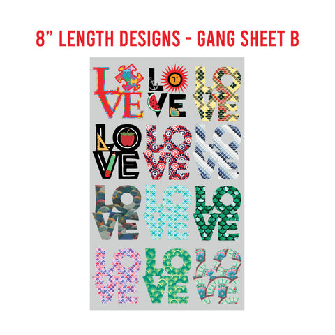 LOVE Premade DTF 1 Yard Gang Sheet