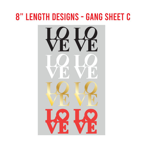 LOVE Premade DTF 1 Yard Gang Sheet
