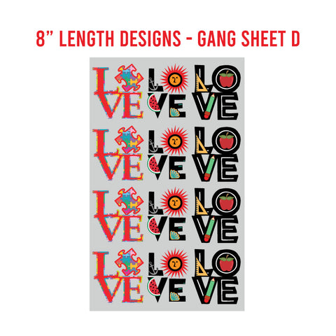 LOVE Premade DTF 1 Yard Gang Sheet