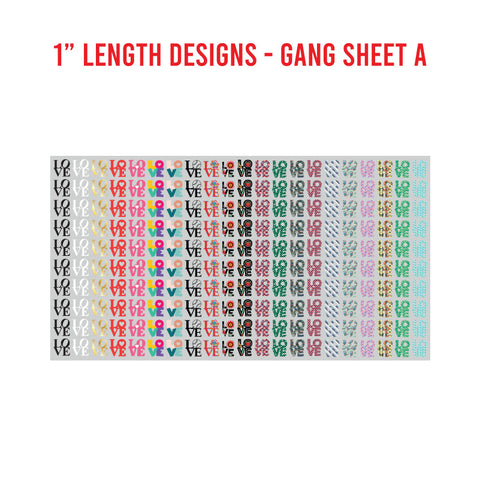 LOVE Premade UV DTF 1 Foot Gang Sheet