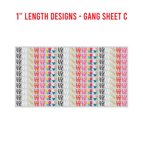 LOVE Premade UV DTF 1 Foot Gang Sheet