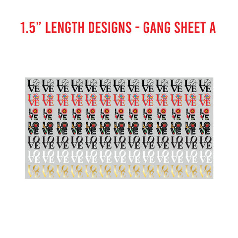 LOVE Premade UV DTF 1 Foot Gang Sheet
