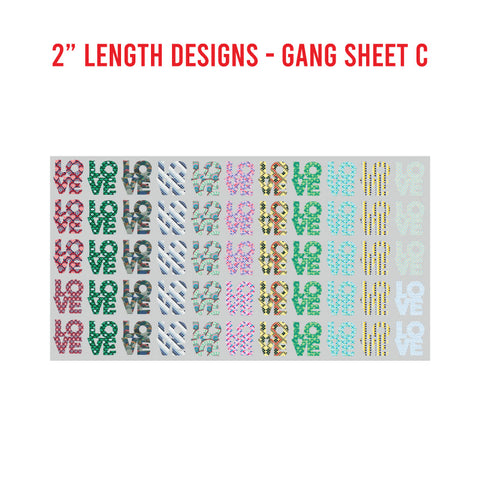 LOVE Premade UV DTF 1 Foot Gang Sheet