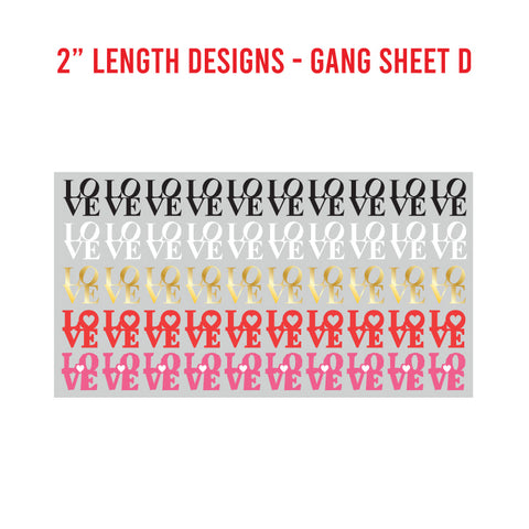 LOVE Premade UV DTF 1 Foot Gang Sheet