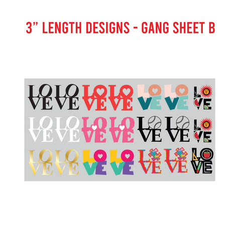 LOVE Premade UV DTF 1 Foot Gang Sheet