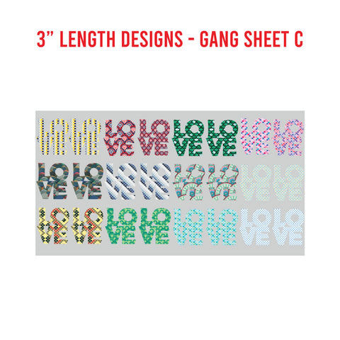 LOVE Premade UV DTF 1 Foot Gang Sheet