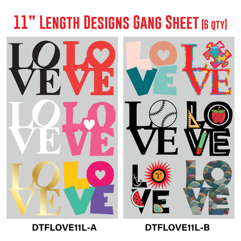 LOVE Premade UV DTF 1 Foot Gang Sheet