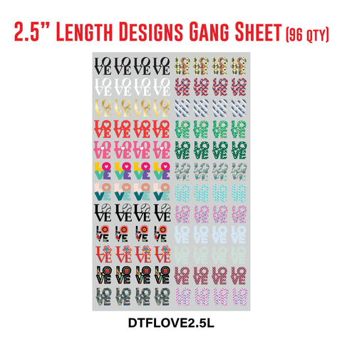 LOVE Premade UV DTF 1 Foot Gang Sheet