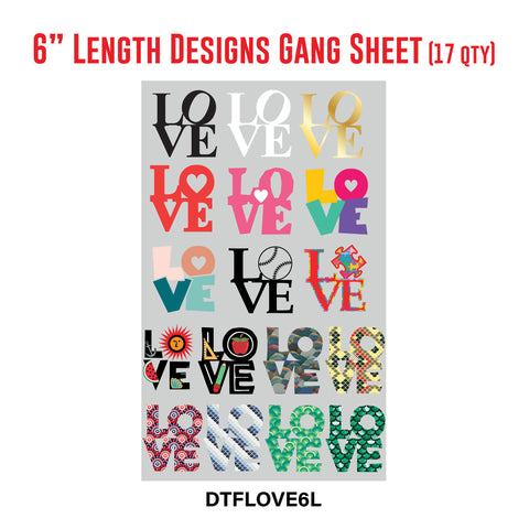 LOVE Premade UV DTF 1 Foot Gang Sheet