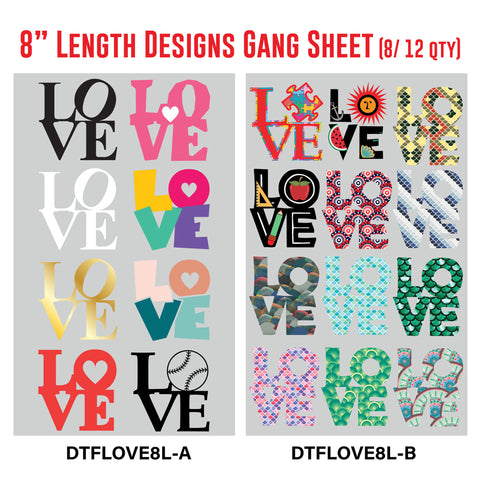 LOVE Premade UV DTF 1 Foot Gang Sheet