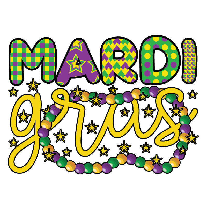 Mardi Gras DTF Transfer Designs (4", 8", 11" available)