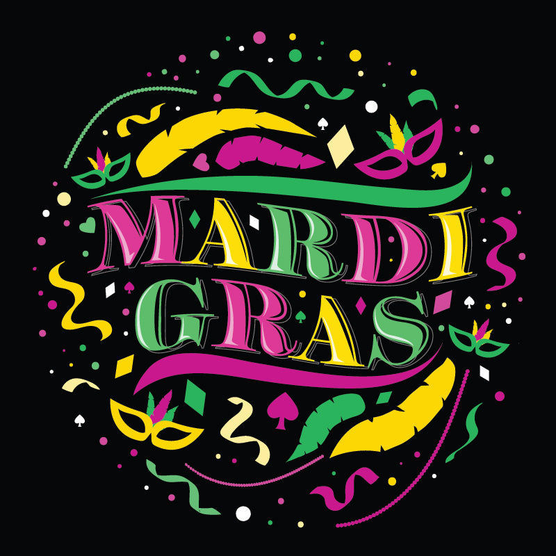 Mardi Gras DTF Transfer Designs (4", 8", 11" available)